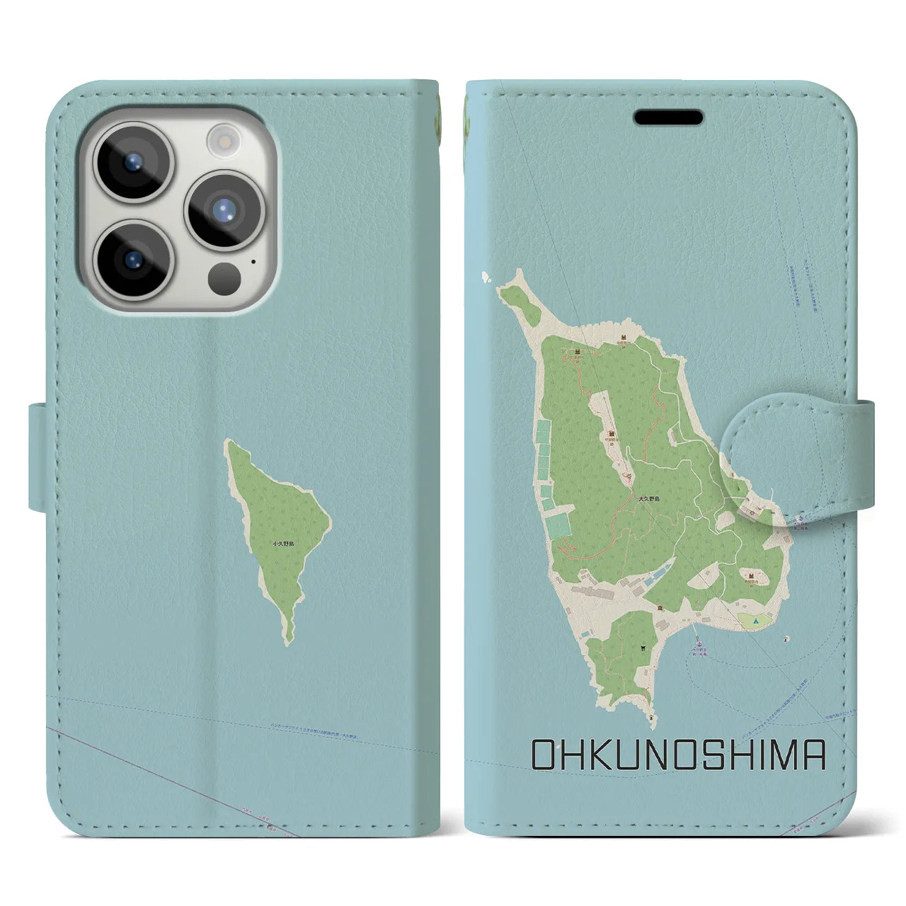 【大久野島（広島県）】地図柄iPhoneケース（手帳タイプ）