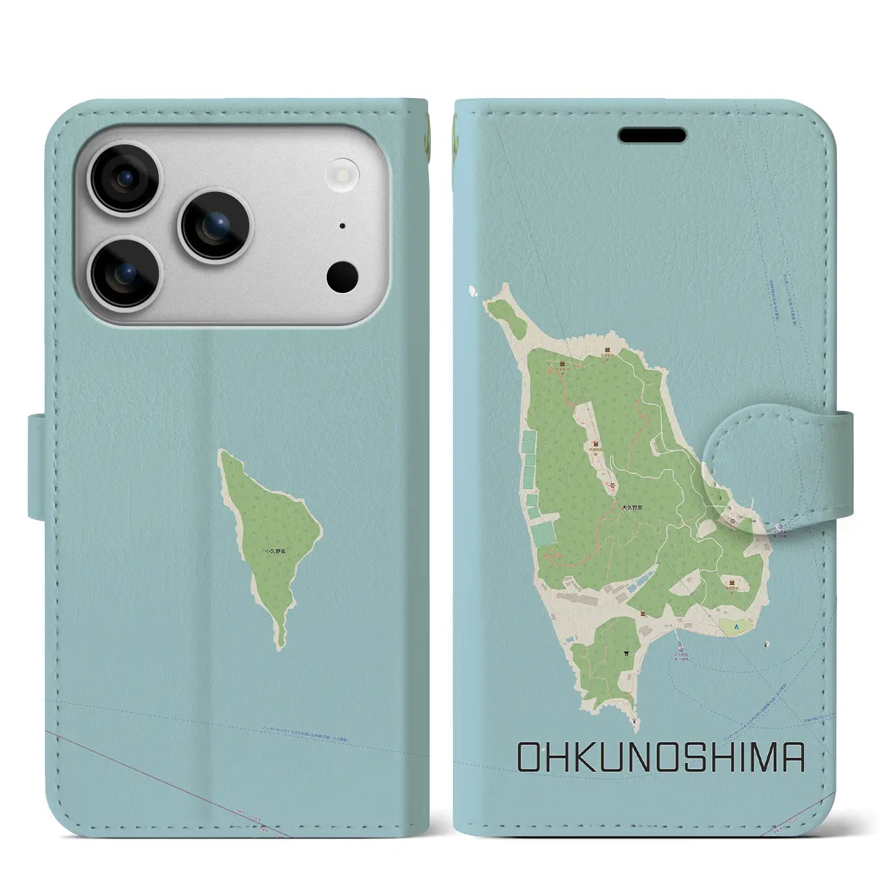 【大久野島（広島県）】地図柄iPhoneケース（手帳タイプ）