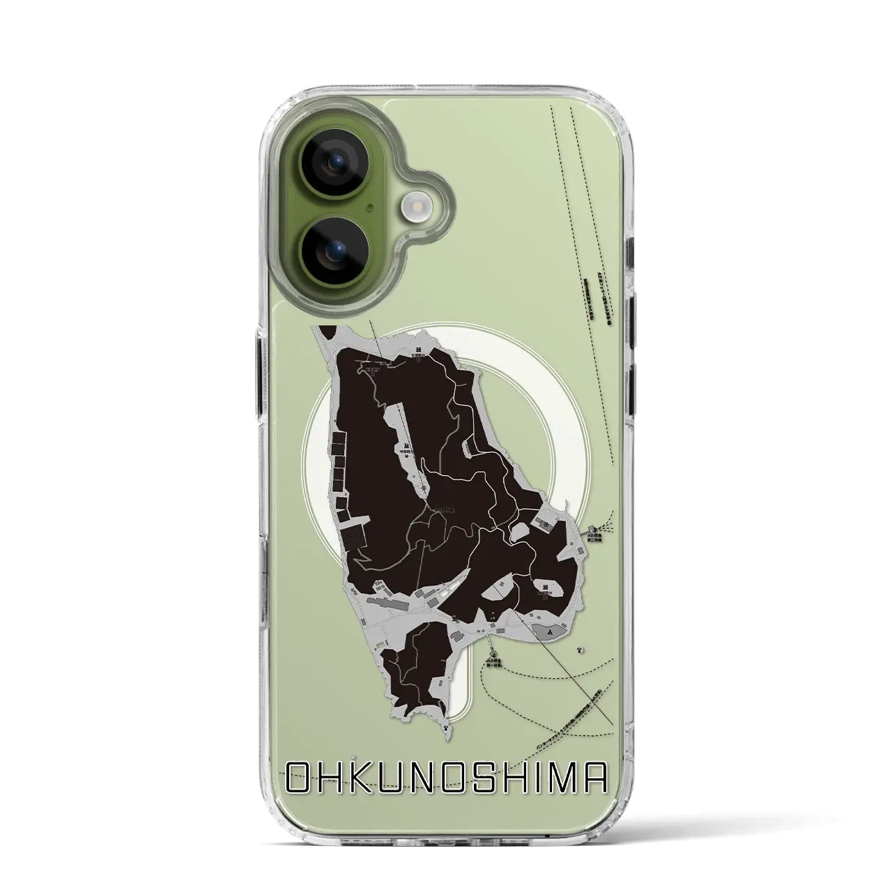 【大久野島（広島県）】地図柄iPhoneケース（MagSafeタイプ）