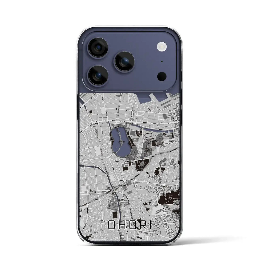 【大濠(福岡県)】地図柄iPhoneケース(クリアタイプ)モノトーン・iPhone 17 Pro Max 用