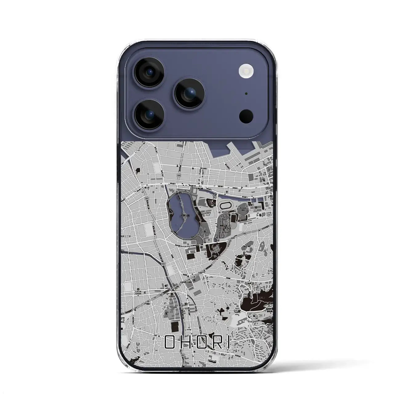 【大濠（福岡県）】地図柄iPhoneケース（クリアタイプ）モノトーン・iPhone 17 Pro Max 用