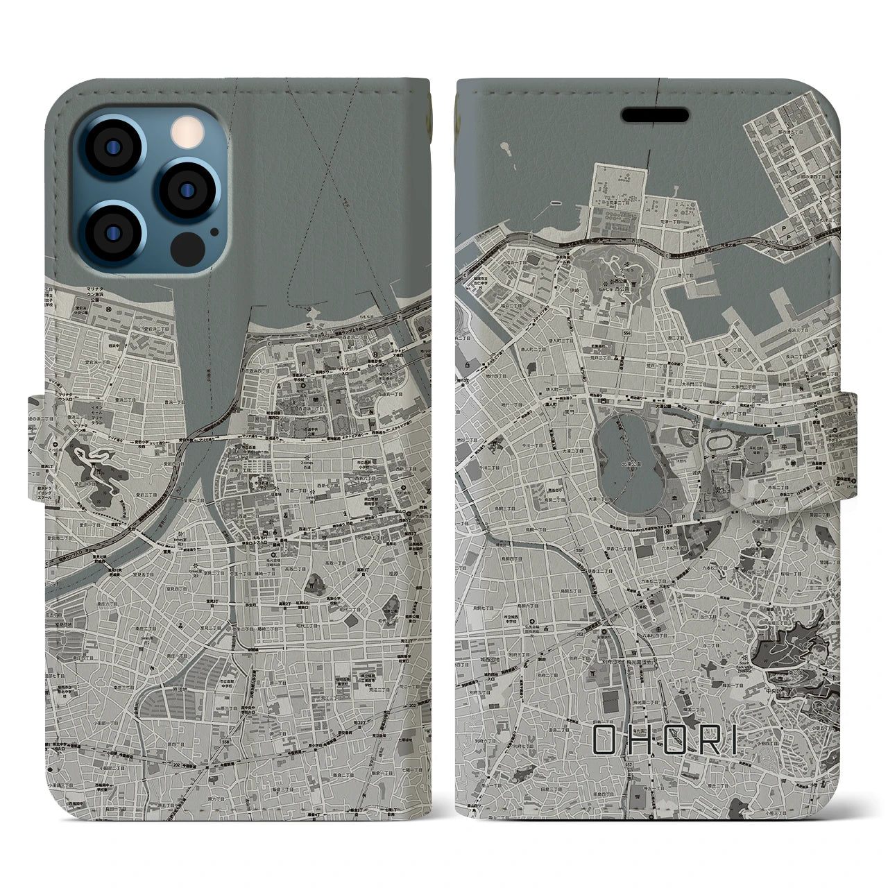 【大濠（福岡県）】地図柄iPhoneケース（手帳タイプ）