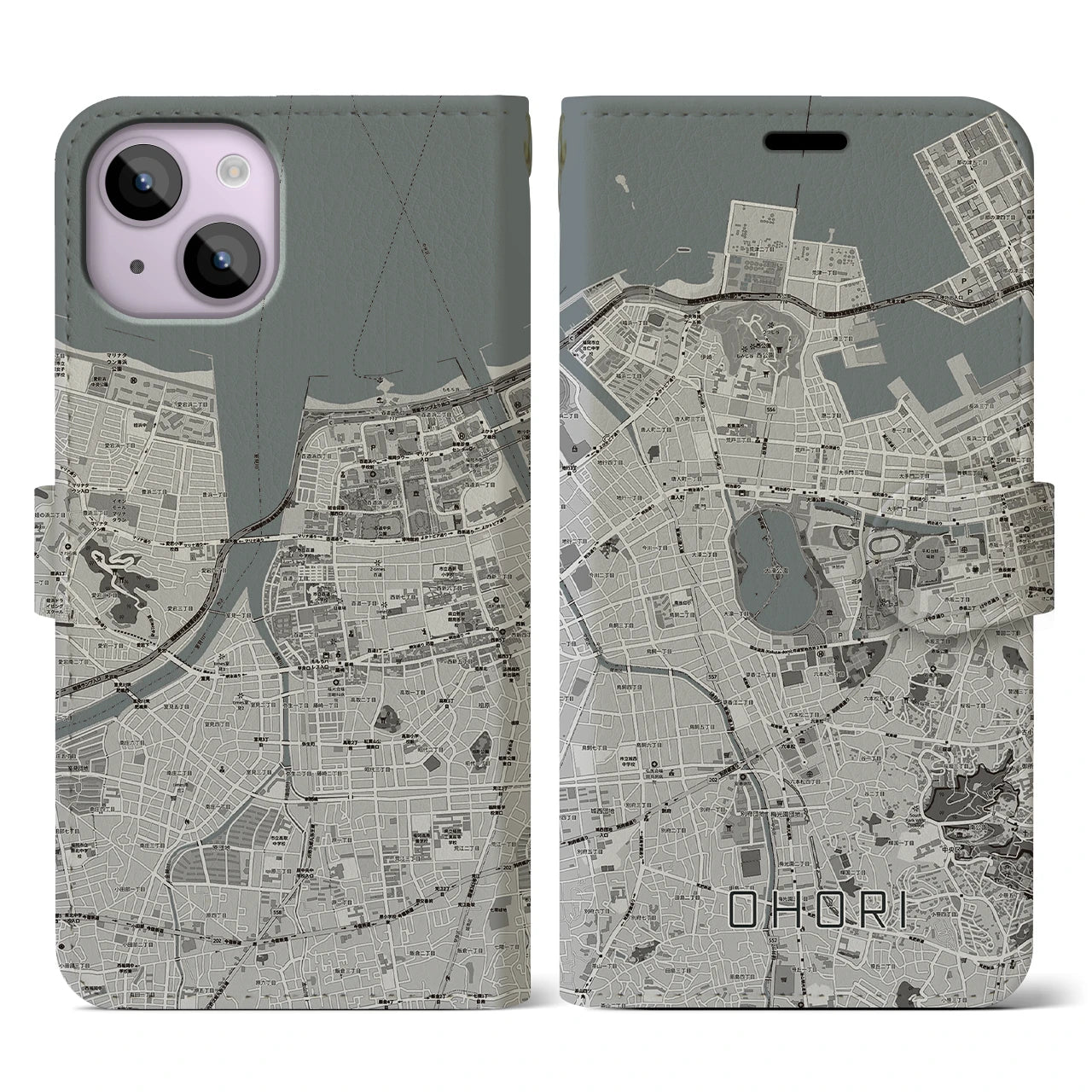 【大濠（福岡県）】地図柄iPhoneケース（手帳タイプ）