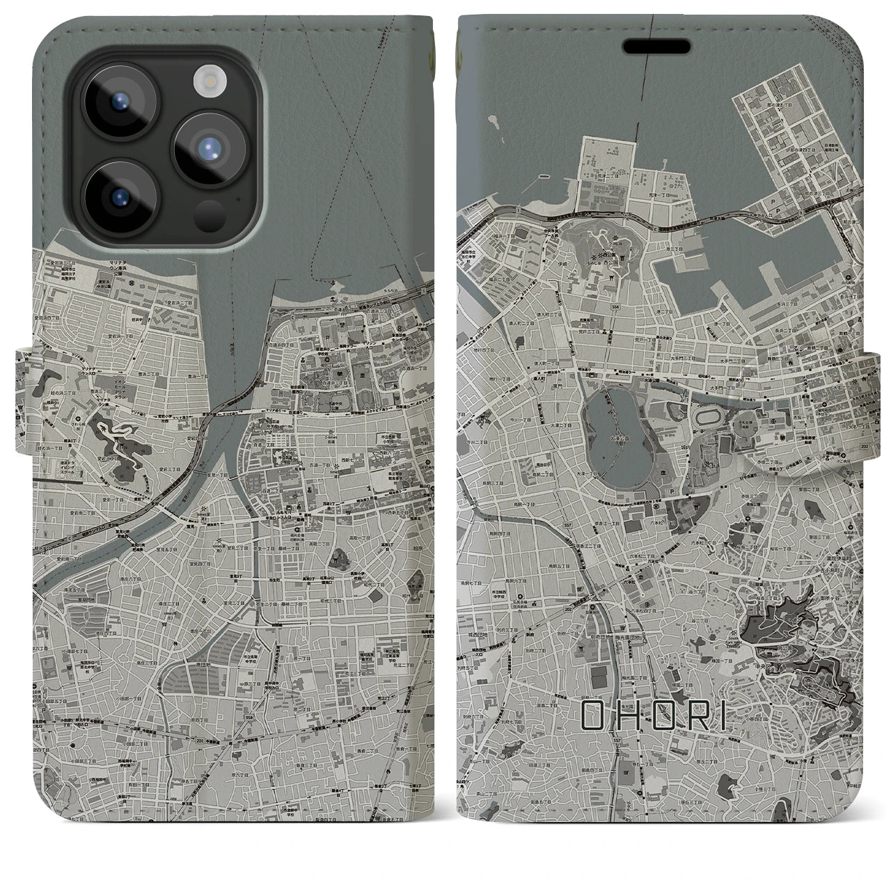 【大濠（福岡県）】地図柄iPhoneケース（手帳タイプ）