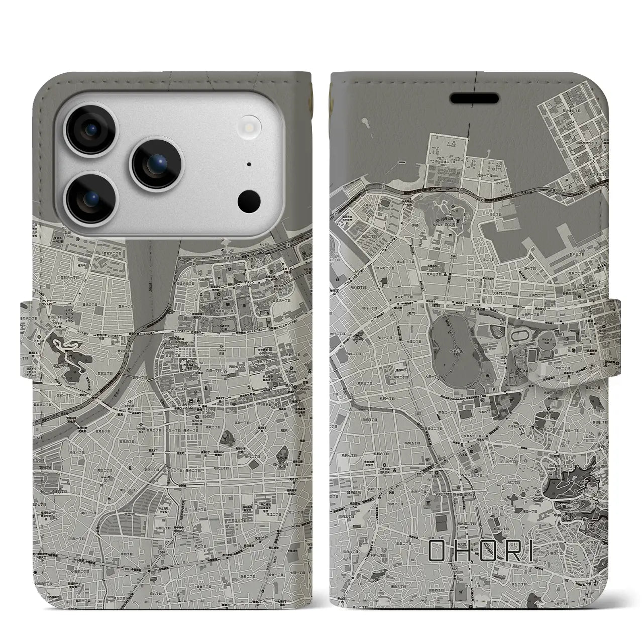 【大濠（福岡県）】地図柄iPhoneケース（手帳タイプ）