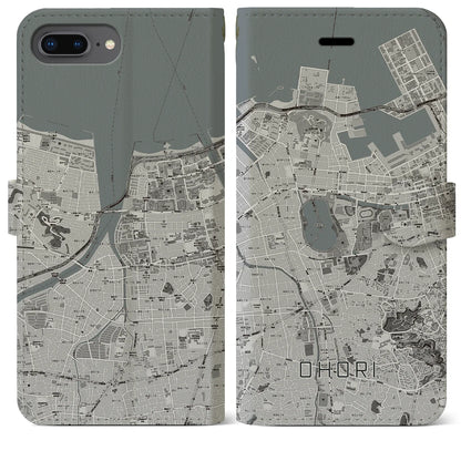 【大濠（福岡県）】地図柄iPhoneケース（手帳タイプ）ナチュラル・iPhone 8Plus /7Plus / 6sPlus / 6Plus 用