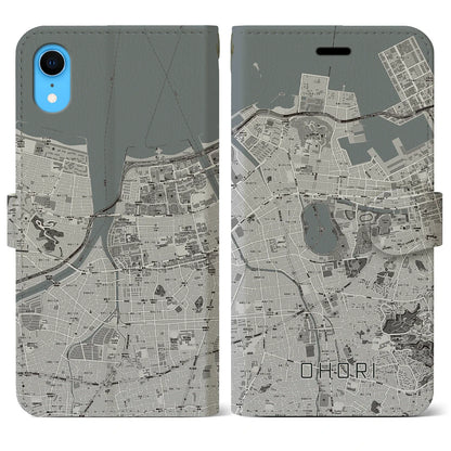 【大濠（福岡県）】地図柄iPhoneケース（手帳タイプ）ナチュラル・iPhone XR 用