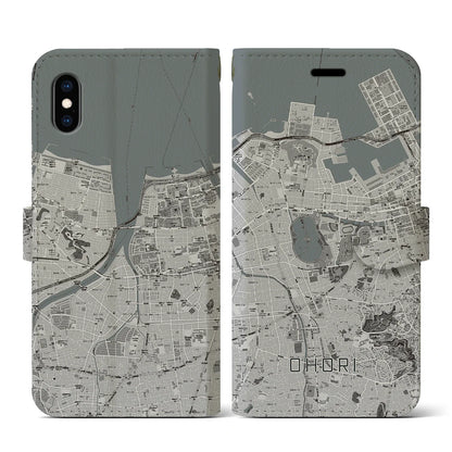 【大濠（福岡県）】地図柄iPhoneケース（手帳タイプ）ナチュラル・iPhone XS / X 用