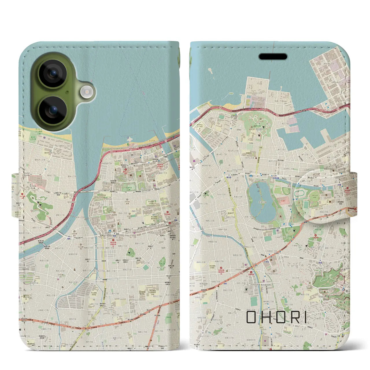 【大濠（福岡県）】地図柄iPhoneケース（手帳タイプ）