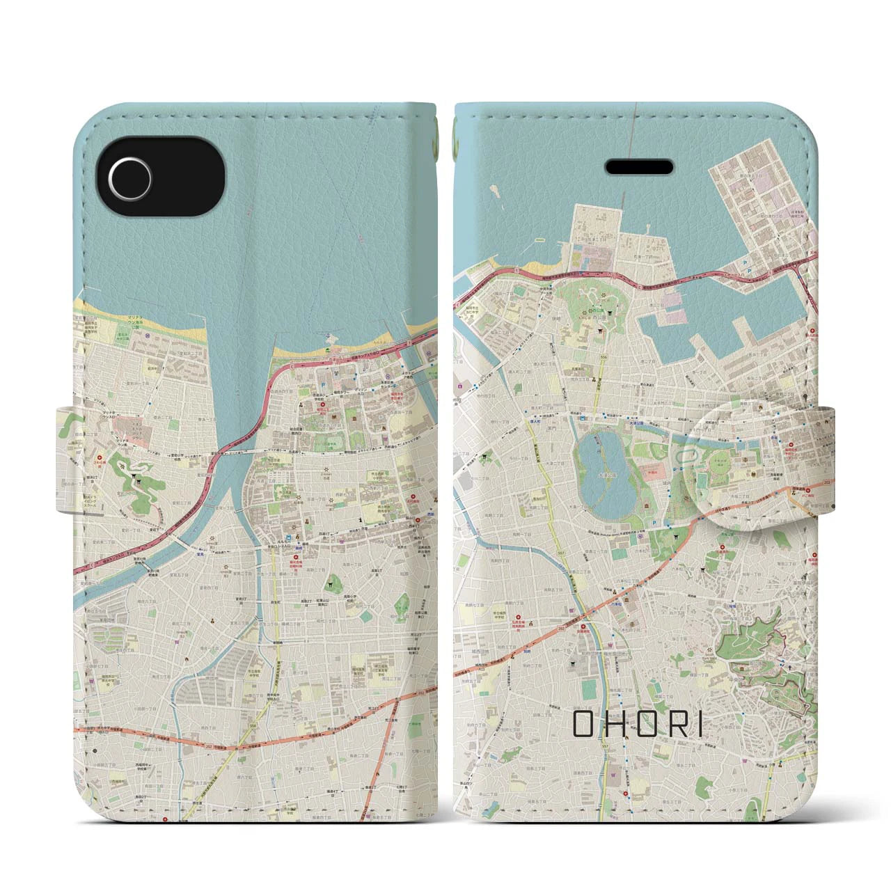 【大濠（福岡県）】地図柄iPhoneケース（手帳タイプ）