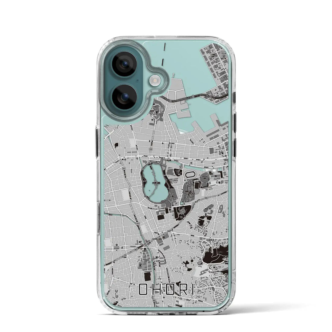 【大濠（福岡県）】地図柄iPhoneケース（MagSafeタイプ）モノトーン・iPhone 16 Pro 用