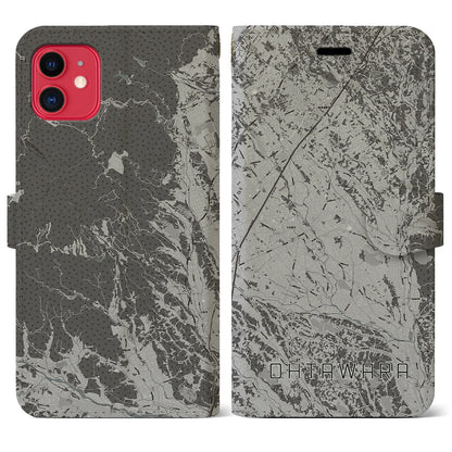 【大田原（栃木県）】地図柄iPhoneケース（手帳タイプ）モノトーン・iPhone 11 用