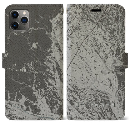 【大田原（栃木県）】地図柄iPhoneケース（手帳タイプ）モノトーン・iPhone 11 Pro Max 用