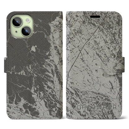 【大田原（栃木県）】地図柄iPhoneケース（手帳タイプ）モノトーン・iPhone 15 用