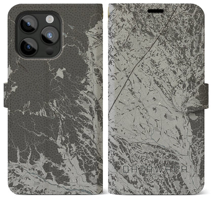 【大田原（栃木県）】地図柄iPhoneケース（手帳タイプ）モノトーン・iPhone 15 Pro Max 用