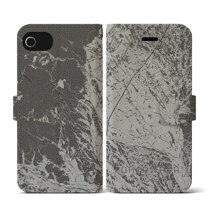 【大田原（栃木県）】地図柄iPhoneケース（手帳タイプ）モノトーン・iPhone SE（第3 / 第2世代） / 8 / 7 / 6s / 6 用