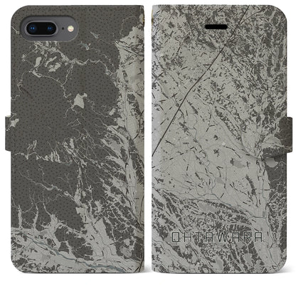 【大田原（栃木県）】地図柄iPhoneケース（手帳タイプ）モノトーン・iPhone 8Plus /7Plus / 6sPlus / 6Plus 用