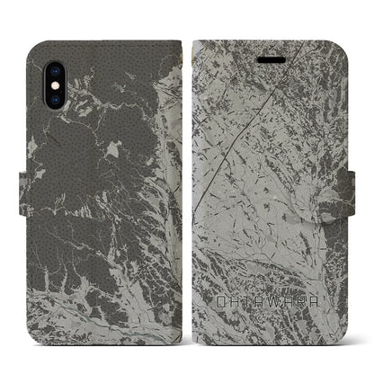 【大田原（栃木県）】地図柄iPhoneケース（手帳タイプ）モノトーン・iPhone XS / X 用