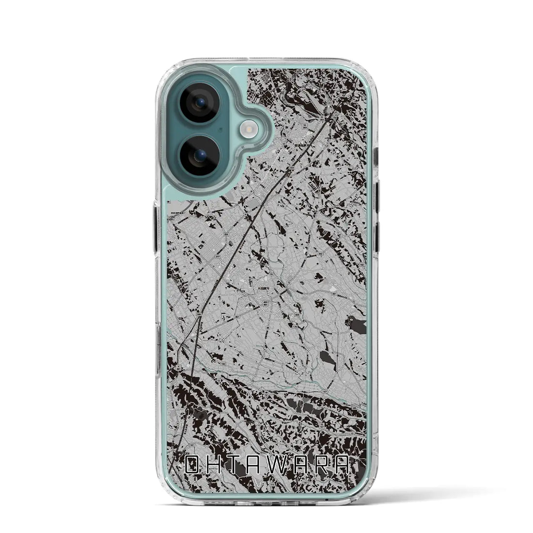 【大田原（栃木県）】地図柄iPhoneケース（MagSafeタイプ）モノトーン・iPhone 16 Pro 用