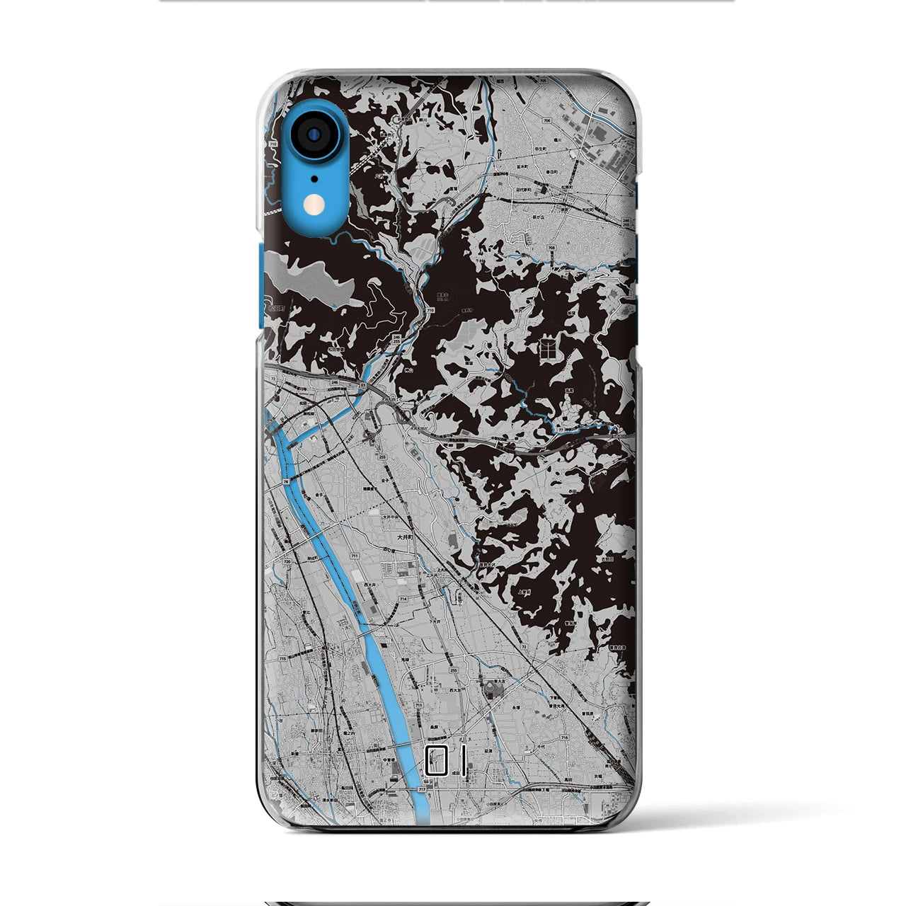 【大井（神奈川県）】地図柄iPhoneケース（クリアタイプ）モノトーン・iPhone XR 用