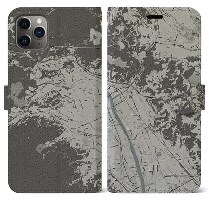 【大井（神奈川県）】地図柄iPhoneケース（手帳タイプ）モノトーン・iPhone 11 Pro Max 用