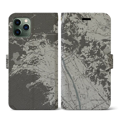 【大井（神奈川県）】地図柄iPhoneケース（手帳タイプ）モノトーン・iPhone 11 Pro 用