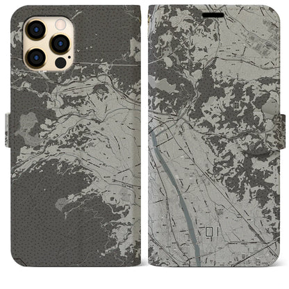 【大井（神奈川県）】地図柄iPhoneケース（手帳タイプ）モノトーン・iPhone 12 Pro Max 用