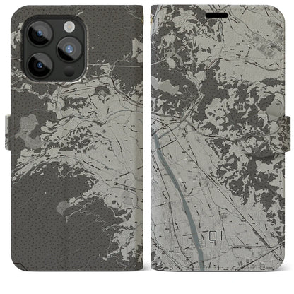 【大井（神奈川県）】地図柄iPhoneケース（手帳タイプ）モノトーン・iPhone 15 Pro Max 用