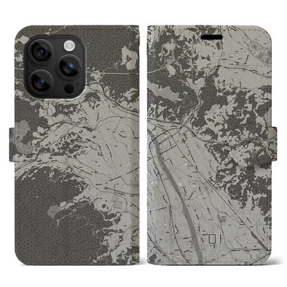 【大井（神奈川県）】地図柄iPhoneケース（手帳タイプ）モノトーン・iPhone 16 用