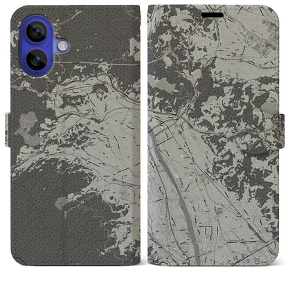 【大井（神奈川県）】地図柄iPhoneケース（手帳タイプ）モノトーン・iPhone 16 Pro Max 用