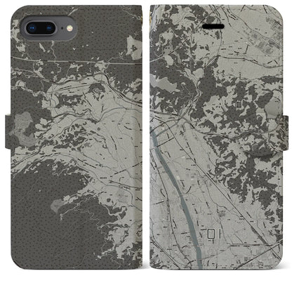 【大井（神奈川県）】地図柄iPhoneケース（手帳タイプ）モノトーン・iPhone 8Plus /7Plus / 6sPlus / 6Plus 用