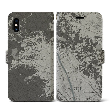 【大井（神奈川県）】地図柄iPhoneケース（手帳タイプ）モノトーン・iPhone XS / X 用