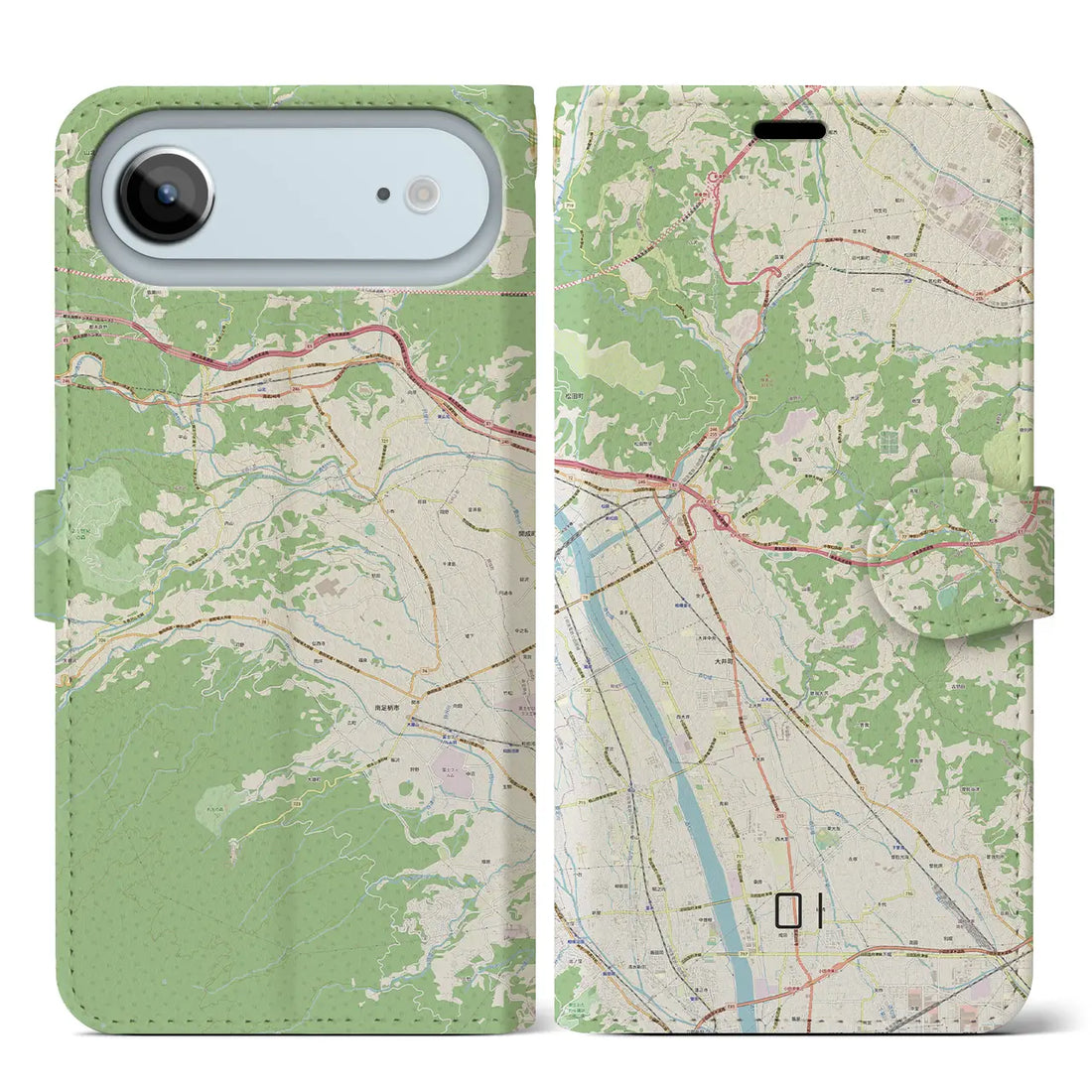 【大井（神奈川県）】地図柄iPhoneケース（手帳タイプ）モノトーン・iPhone 17 Pro Max 用