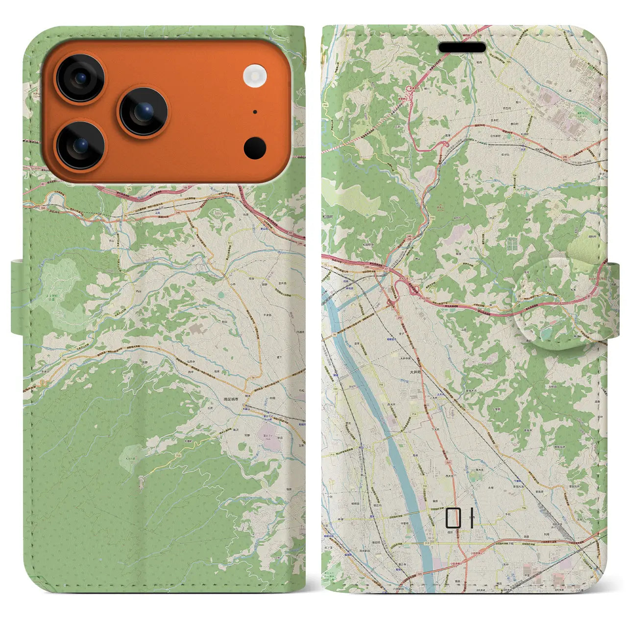 【大井（神奈川県）】地図柄iPhoneケース（手帳タイプ）