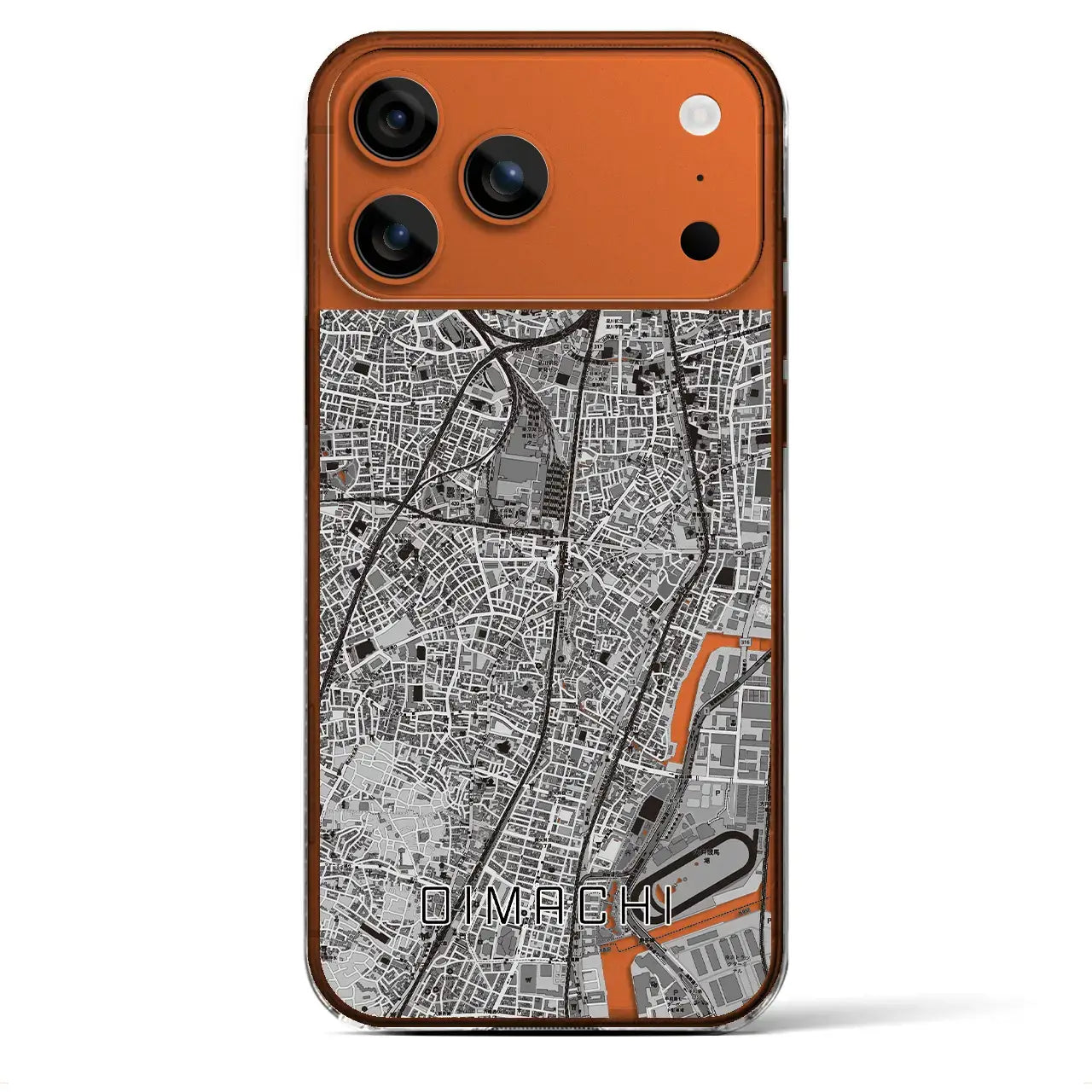 【大井町（東京都）】地図柄iPhoneケース（クリアタイプ）モノトーン・iPhone 17 Pro Max 用