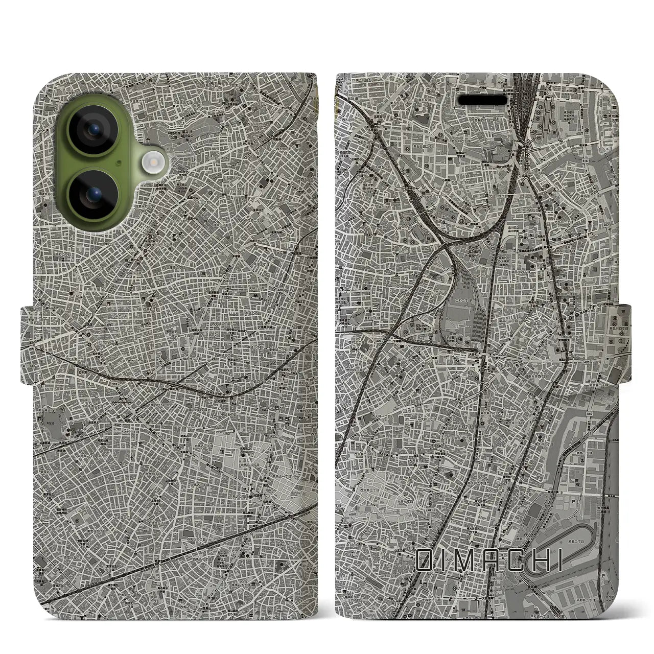 【大井町（東京都）】地図柄iPhoneケース（手帳タイプ）