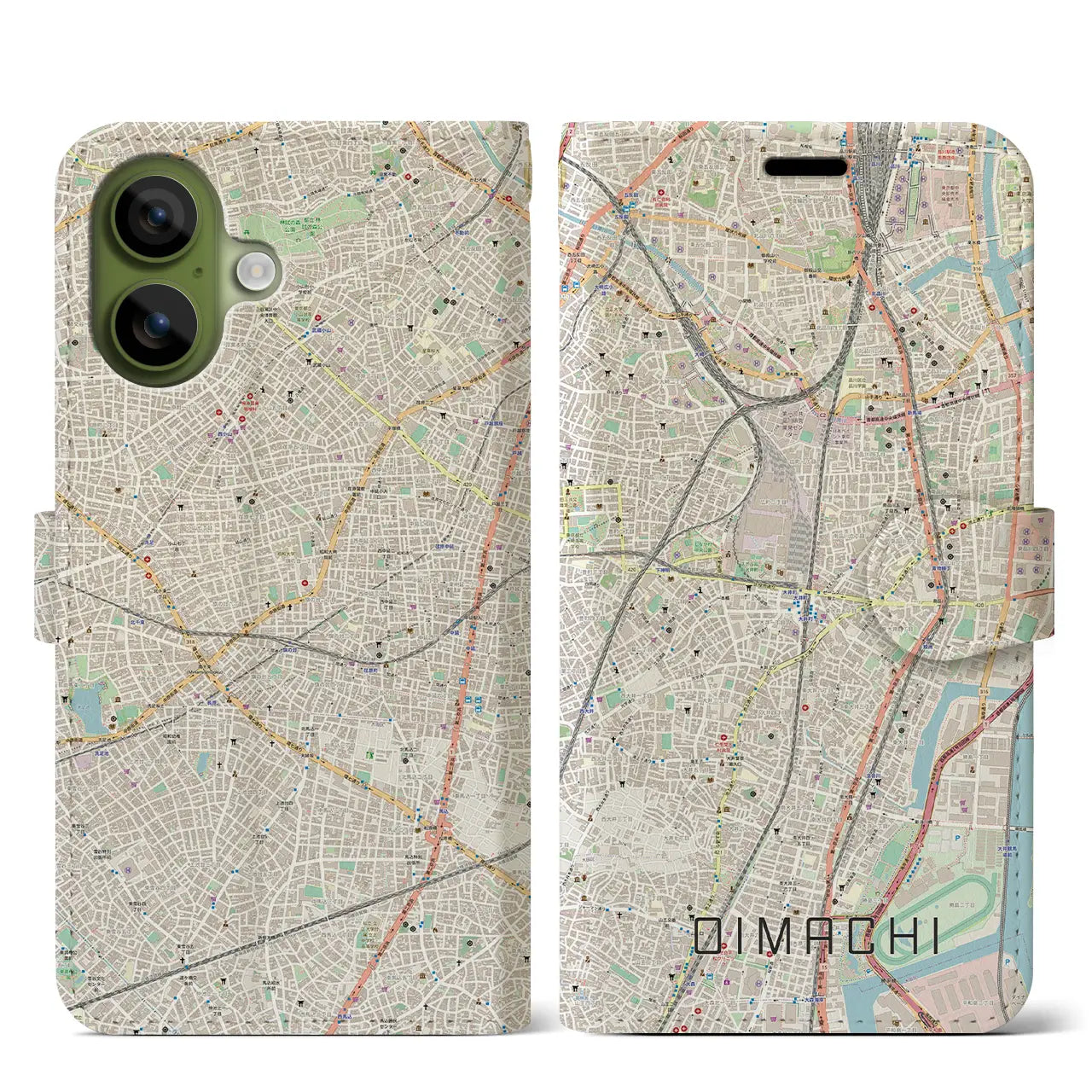 【大井町（東京都）】地図柄iPhoneケース（手帳タイプ）