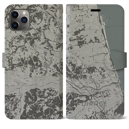 【おいらせ（青森県）】地図柄iPhoneケース（手帳タイプ）モノトーン・iPhone 11 Pro Max 用