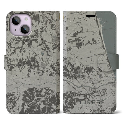 【おいらせ（青森県）】地図柄iPhoneケース（手帳タイプ）モノトーン・iPhone 14 用