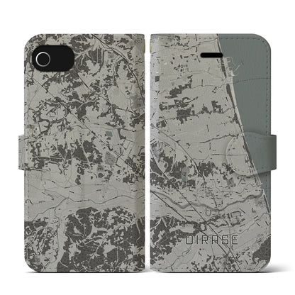 【おいらせ（青森県）】地図柄iPhoneケース（手帳タイプ）モノトーン・iPhone SE（第3 / 第2世代） / 8 / 7 / 6s / 6 用