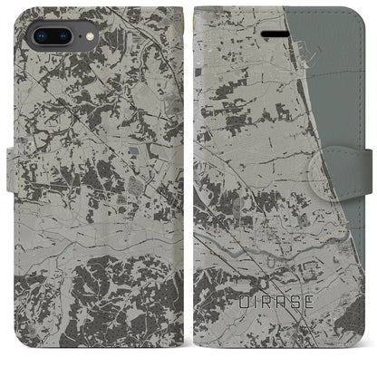 【おいらせ（青森県）】地図柄iPhoneケース（手帳タイプ）モノトーン・iPhone 8Plus /7Plus / 6sPlus / 6Plus 用