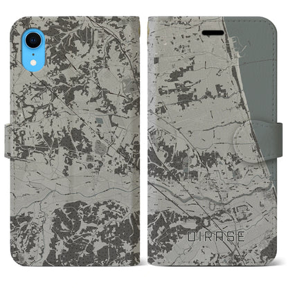 【おいらせ（青森県）】地図柄iPhoneケース（手帳タイプ）モノトーン・iPhone XR 用