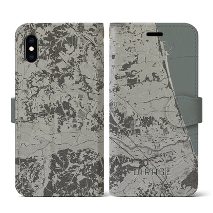 【おいらせ（青森県）】地図柄iPhoneケース（手帳タイプ）モノトーン・iPhone XS / X 用