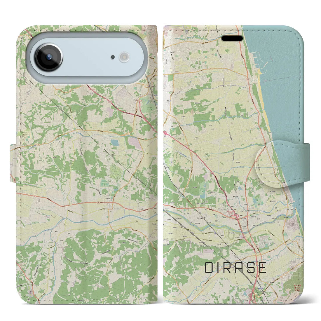 【おいらせ(青森県)】地図柄iPhoneケース(手帳タイプ)ナチュラル・iPhone 17 Pro Max 用