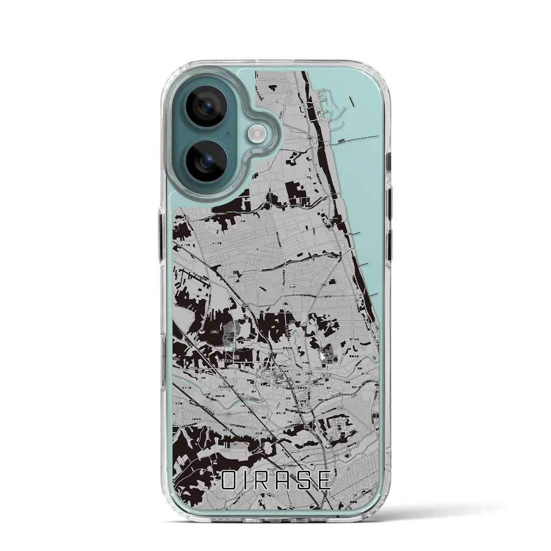 【おいらせ（青森県）】地図柄iPhoneケース（MagSafeタイプ）モノトーン・iPhone 16 Pro 用