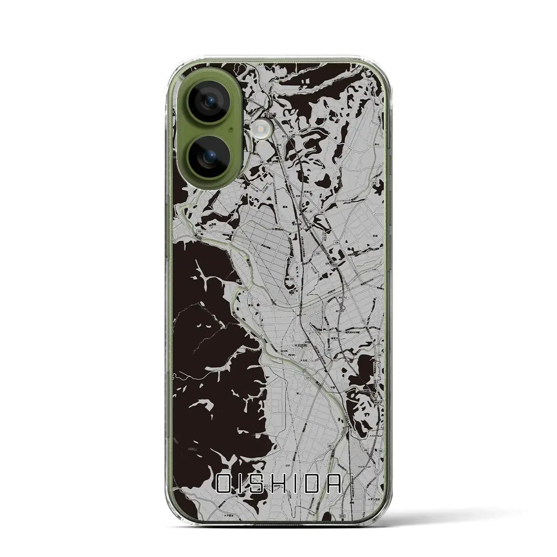 【大石田（山形県）】地図柄iPhoneケース（クリアタイプ）モノトーン・iPhone 17 Pro Max 用