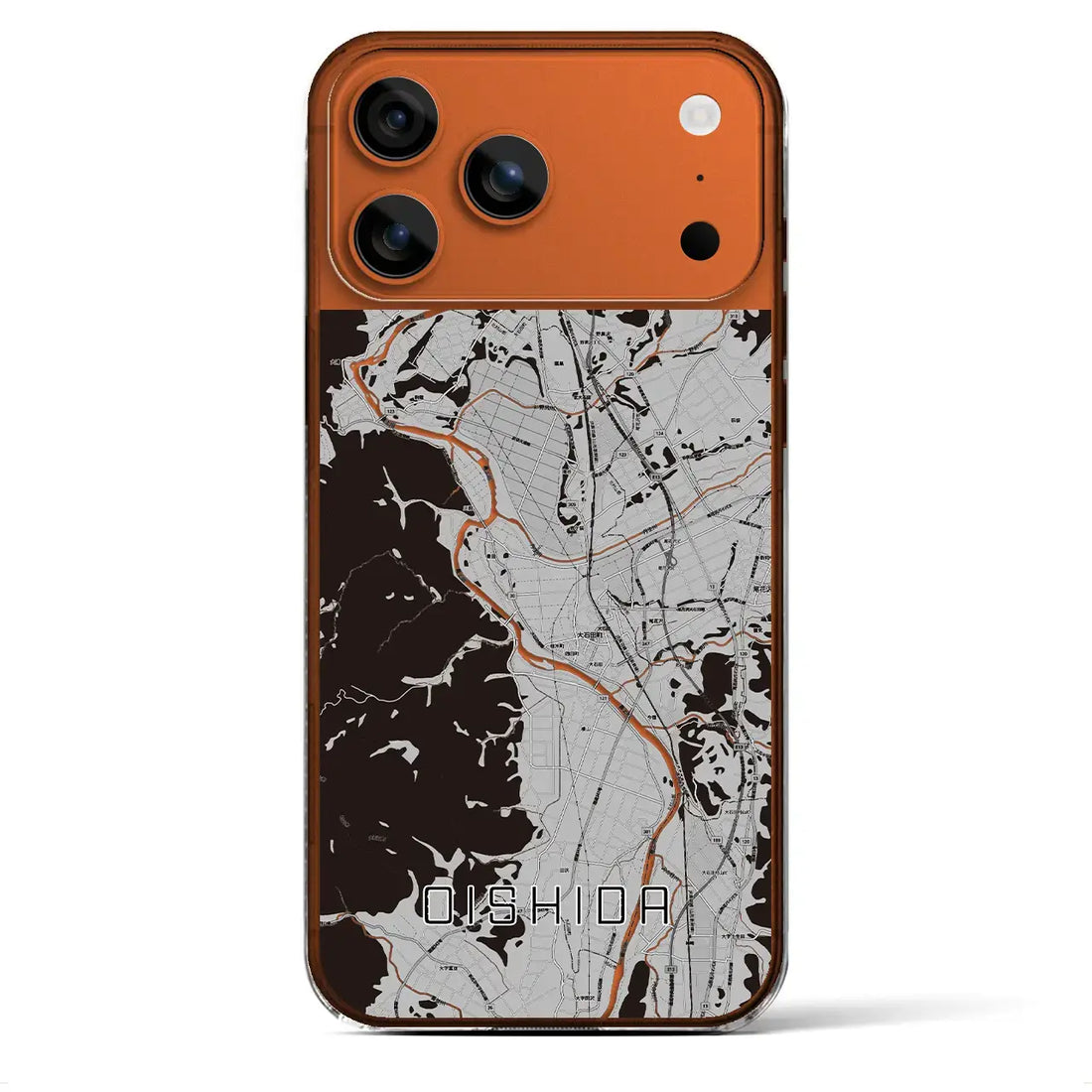 【大石田(山形県)】地図柄iPhoneケース(クリアタイプ)モノトーン・iPhone 17 Pro Max 用