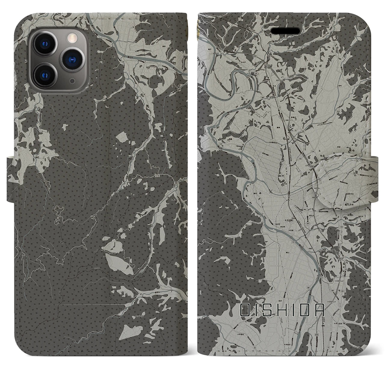 【大石田（山形県）】地図柄iPhoneケース（手帳タイプ）