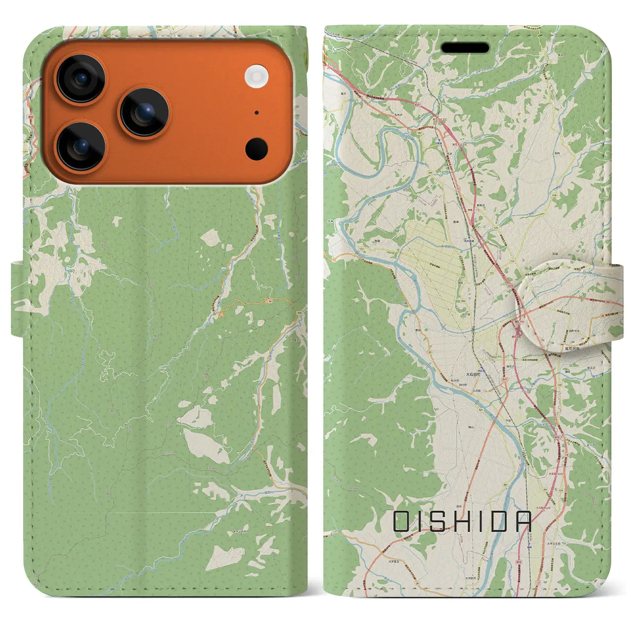 【大石田（山形県）】地図柄iPhoneケース（手帳タイプ）