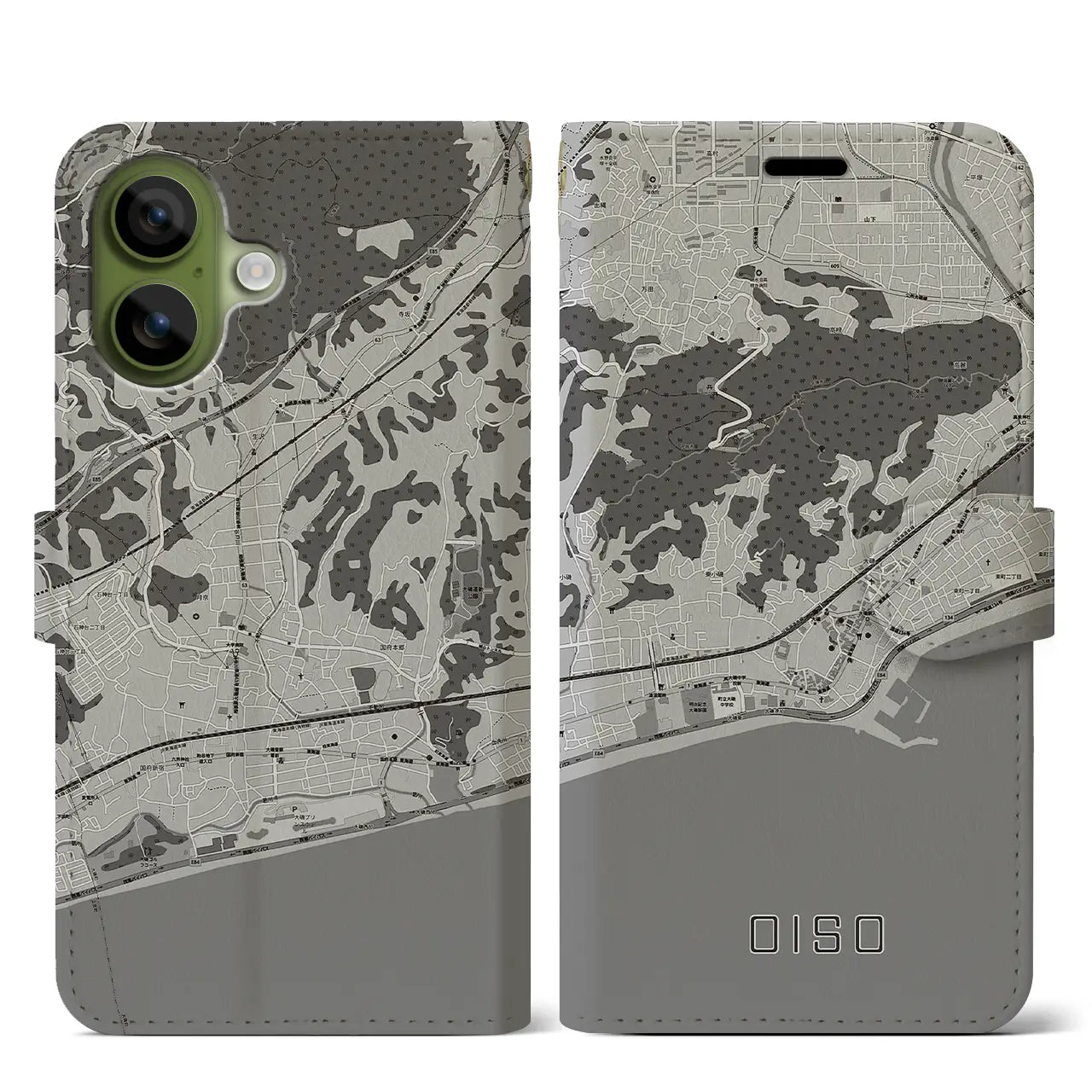 【大磯（神奈川県）】地図柄iPhoneケース（手帳タイプ）